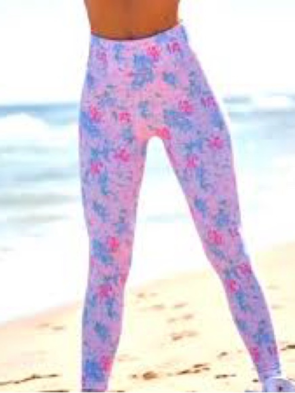 LoveShackFancy Pink Floral High-Rise Leggings